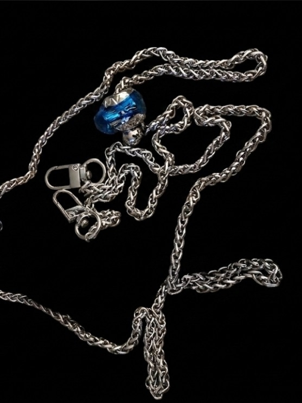 47" Silver Tone Twisted, Adjustable Crossbody Chain-NEW!